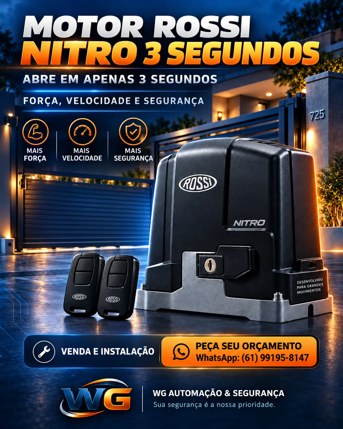 Motor de portão Rossi Nitro